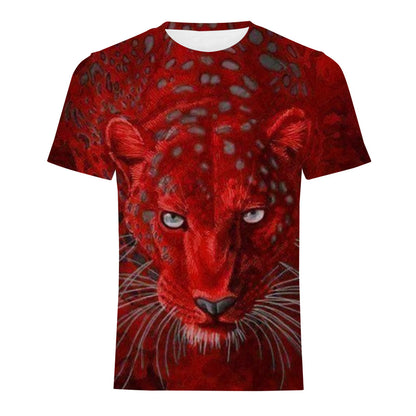 Mens Fashion Casual Digital Print Crew Neck T-shirt