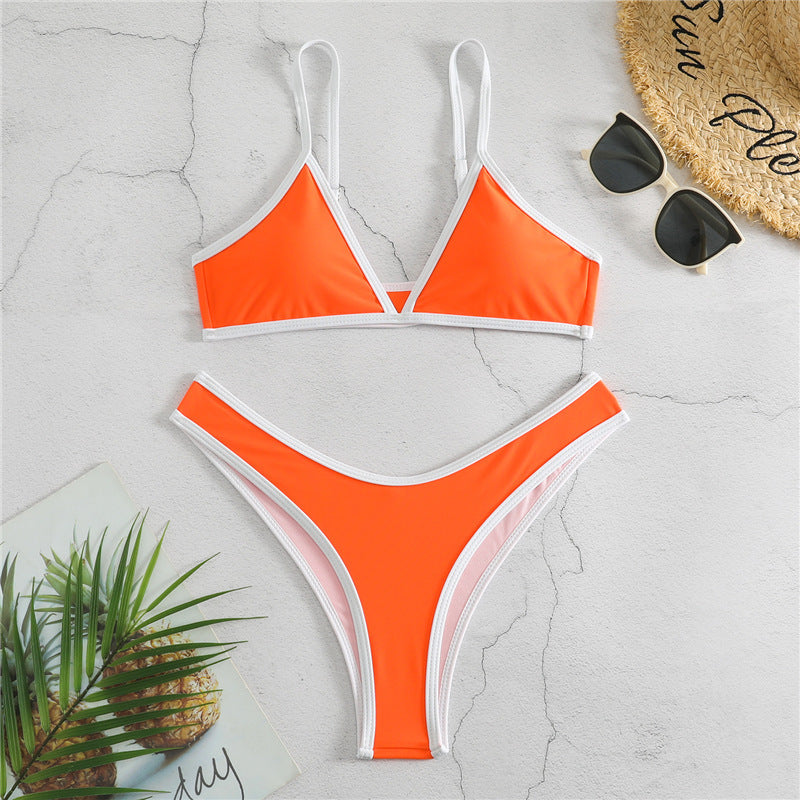 Europe And The United States Sexy Split Bikini Ladies Swimsuit Fashion Cute Solid Color Triangle BIKINI Swimsuit