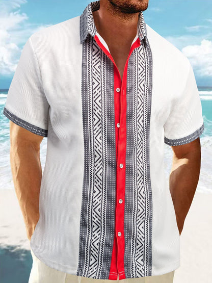 Printed Button Short Sleeve Men