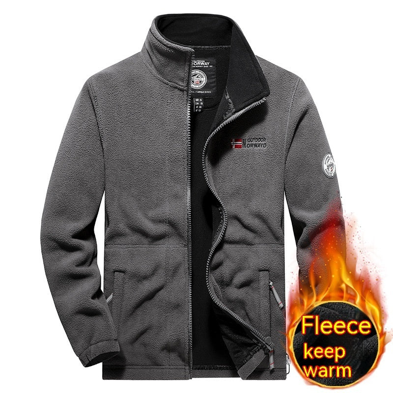 Men's Fashion Double Polar Warm Stand Collar Fleece Jacket