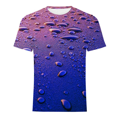 Mens Fashion Casual Digital Print Crew Neck T-shirt