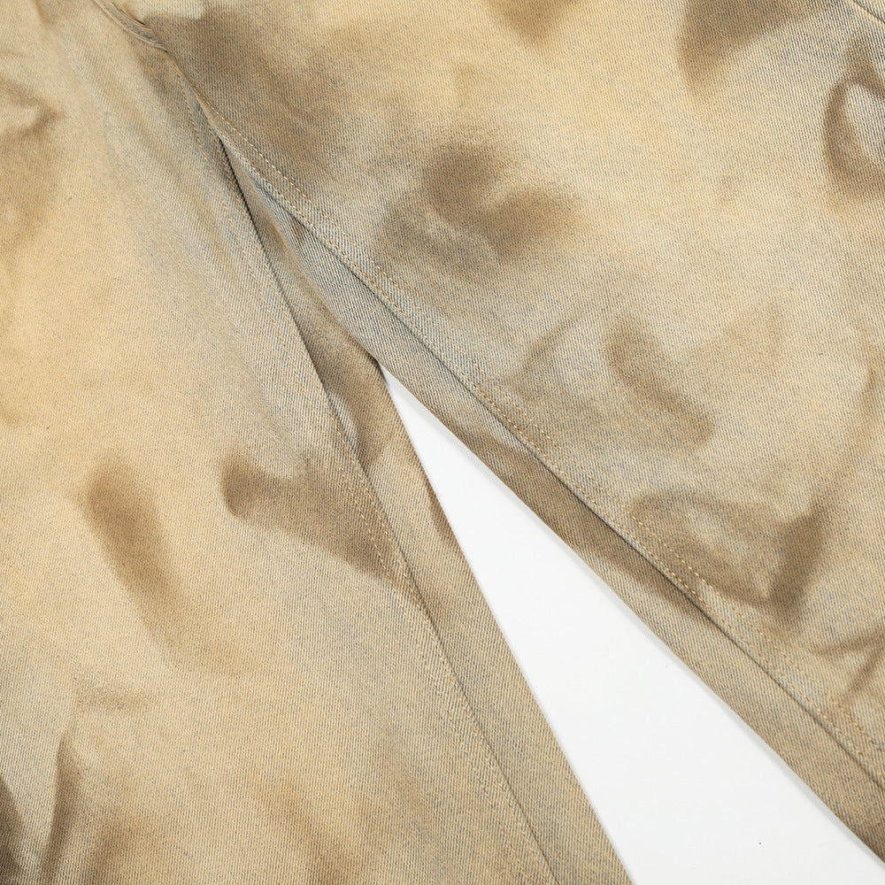 Loose Design Niche Mud Dyed Straight-leg Pants