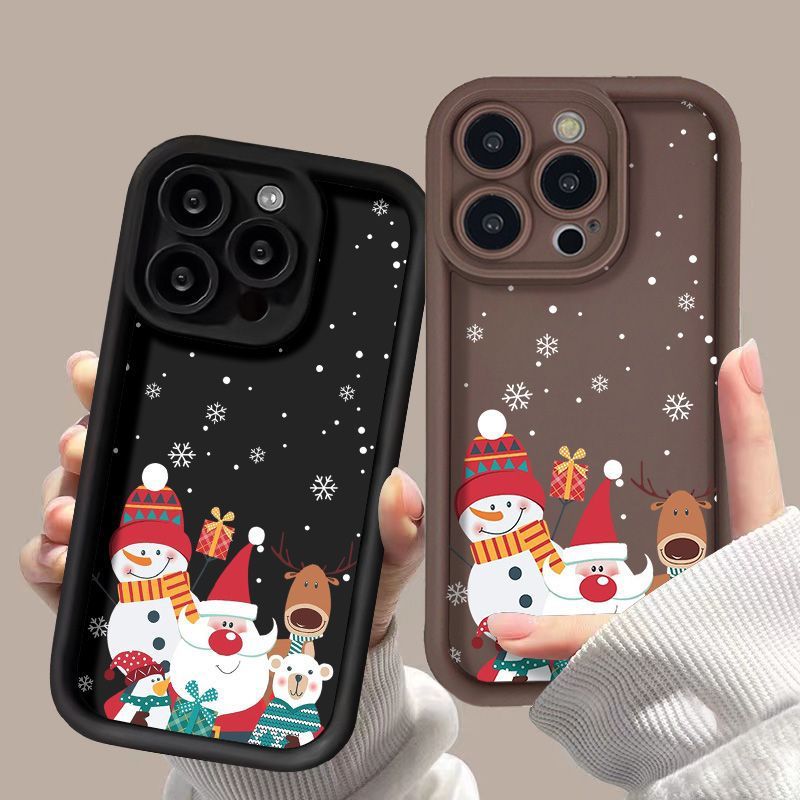 Cute Santa Claus Phone Case Frosted Advanced Christmas Pattern Case For Phone Shockproof Soft Silicone Phone Cover