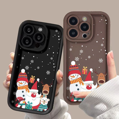 Cute Santa Claus Phone Case Frosted Advanced Christmas Pattern Case For Phone Shockproof Soft Silicone Phone Cover