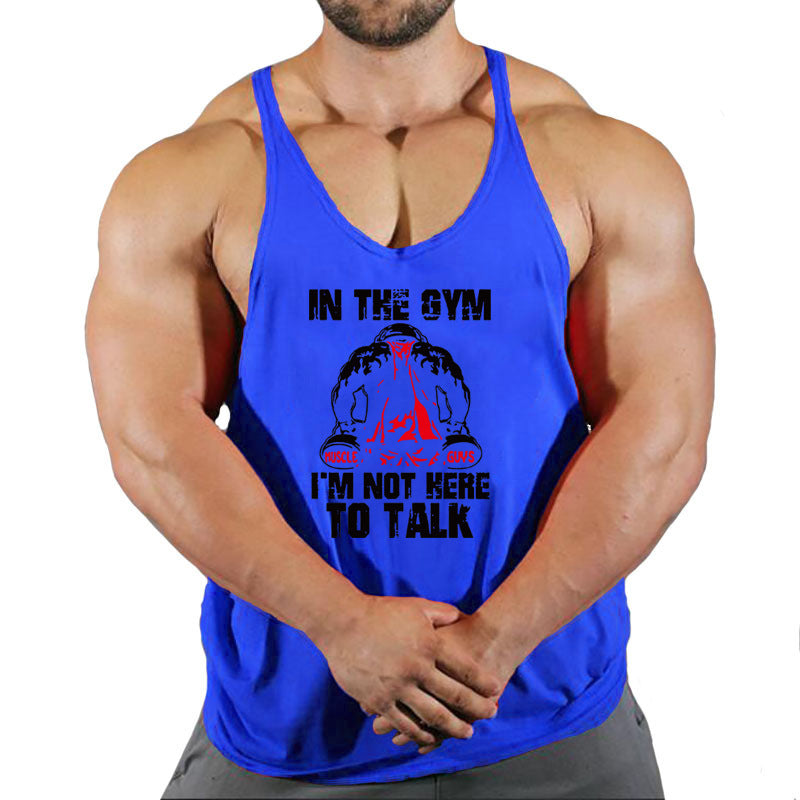 Summer Men's Vest Casual Sports Bottoming Shirt Round Neck I-shaped Fitness