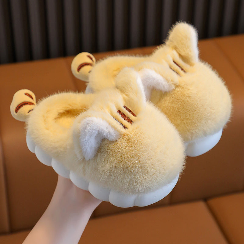 Children's Cotton Slippers, Cute Kitten, Warm And Cold Resistant, Thick Soft Sole