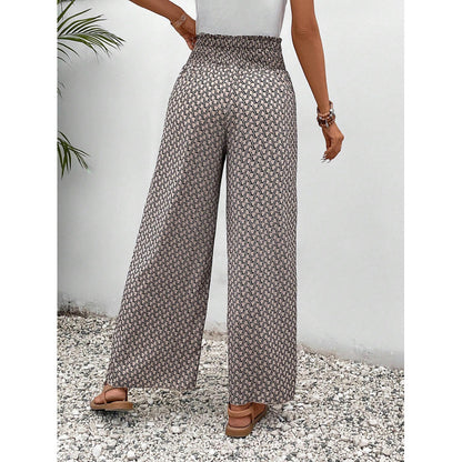 New Fashion All-match Floral Wide-leg Pants