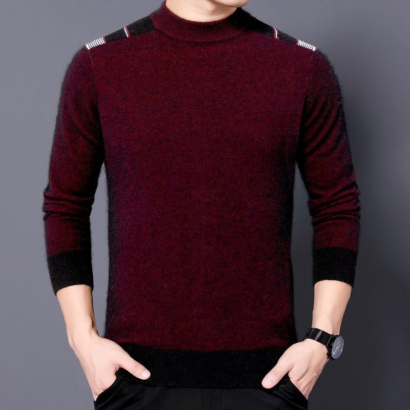 Men's Double-sided Velvet Long-sleeved Bottoming Shirt Mock Neck Sweater