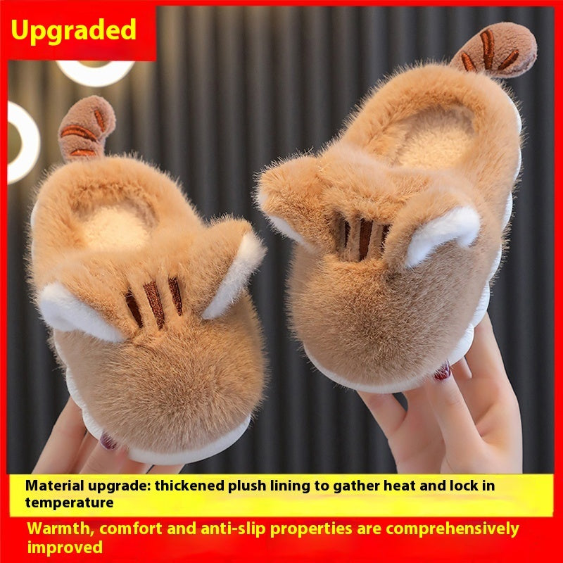 Children's Cotton Slippers, Cute Kitten, Warm And Cold Resistant, Thick Soft Sole