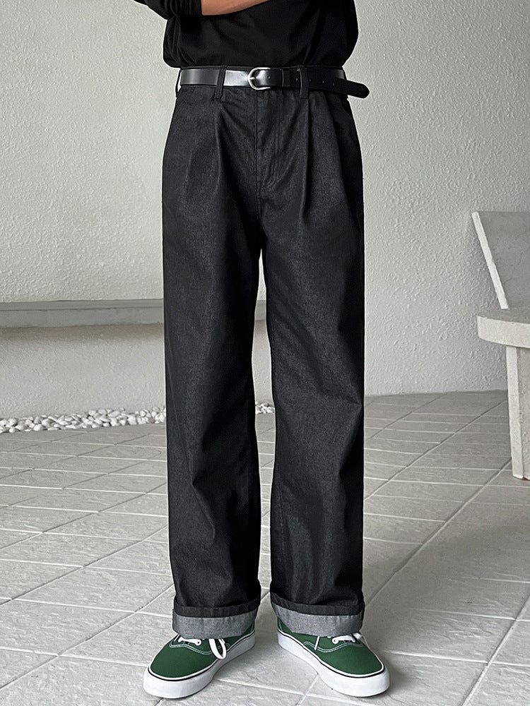 Straight Jeans Men's Casual Loose-fitting Wide-leg Trousers