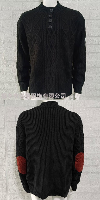 Knitwear Lapel Long Sleeve Twisted Sweater Men's Clothing