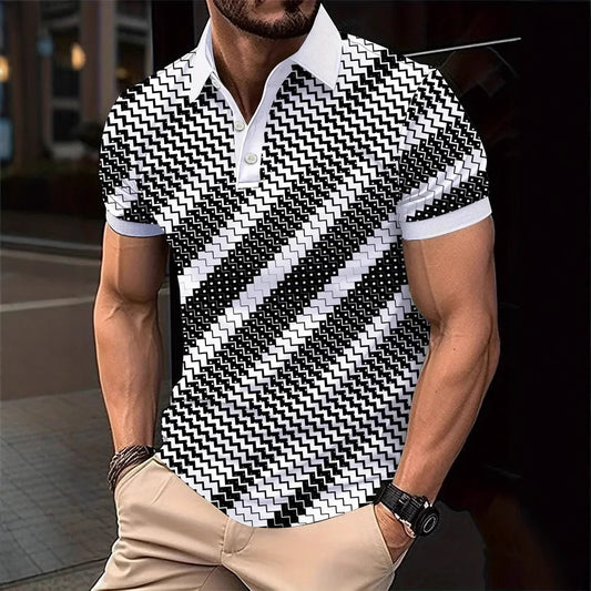 Men's Short-sleeved Button Lapel Polo Shirt