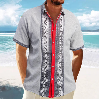 Printed Button Short Sleeve Men