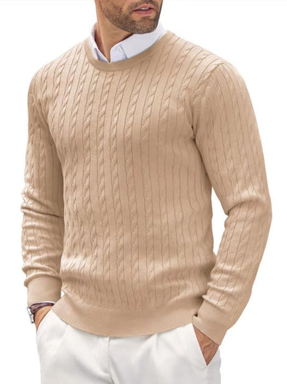 Round Neck Knitted Sweater Twisted Flower Slim Fit